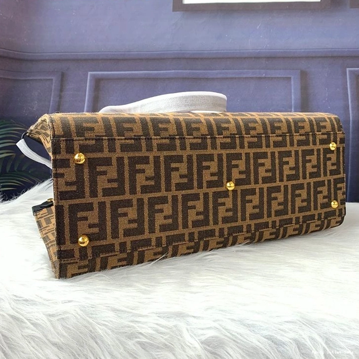 Affordable X-Tote Motif Fabric Fendi Peekaboo Coffee In Medium Black FF 0731